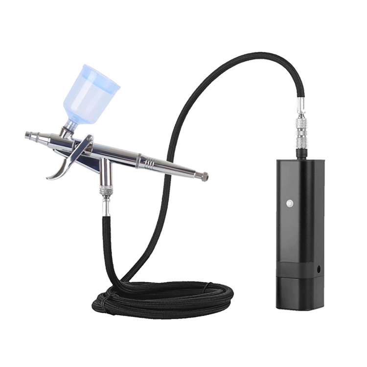 Kit Airbrush Gníomhaíochta Dúbailte le Hose Aeir le haghaidh Tatú Sealadach